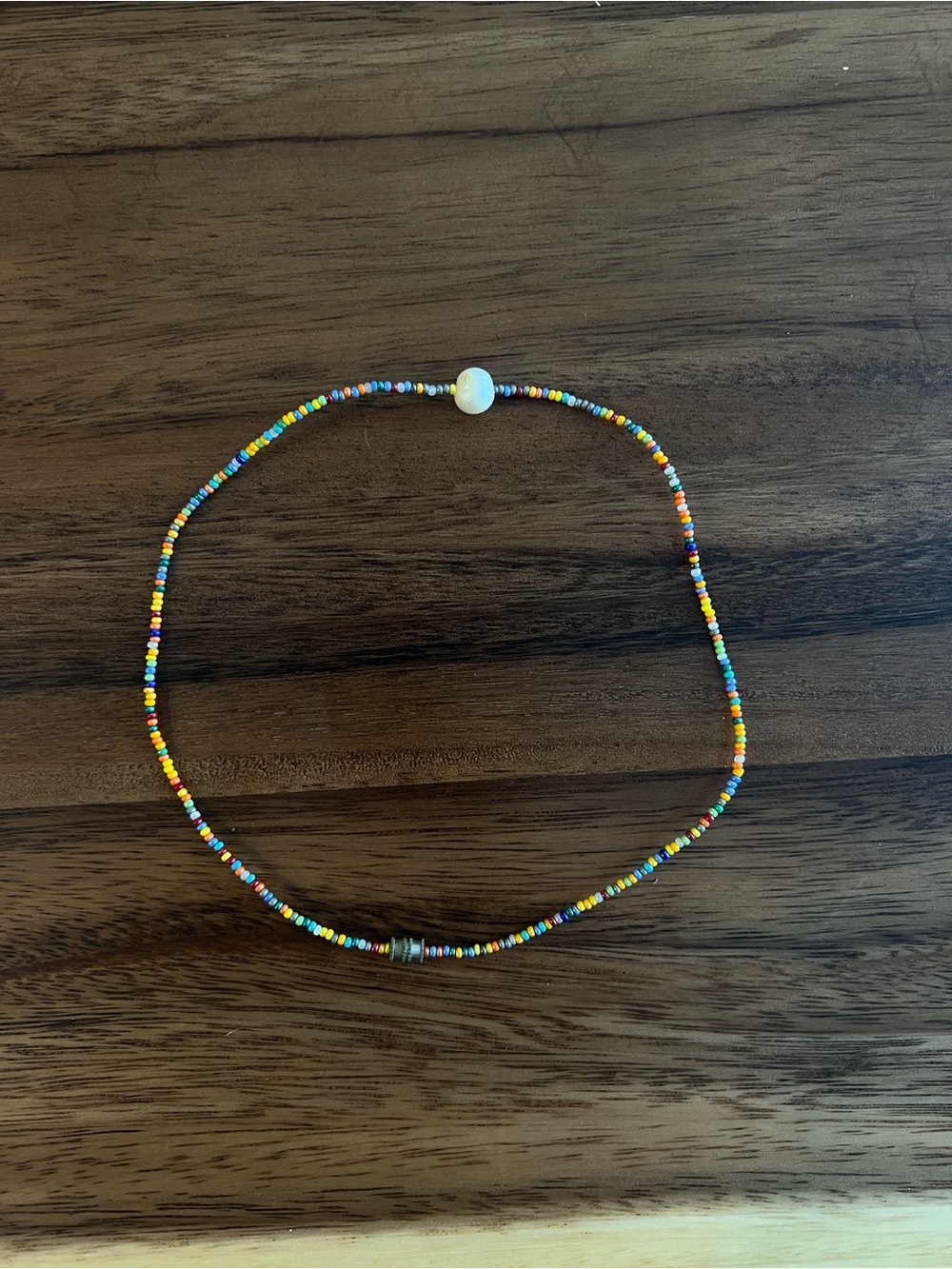 Multicolor Beaded Women’s Choker Necklace with Pearl Accent
